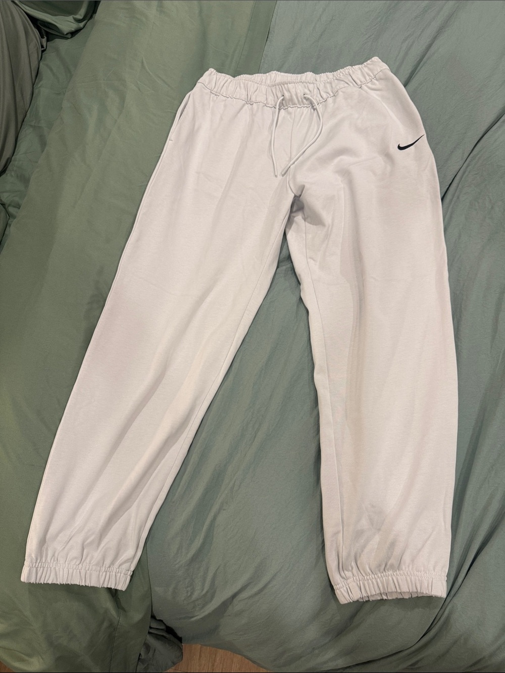 Nike Kids White Sweat Joggers with Black Swoosh